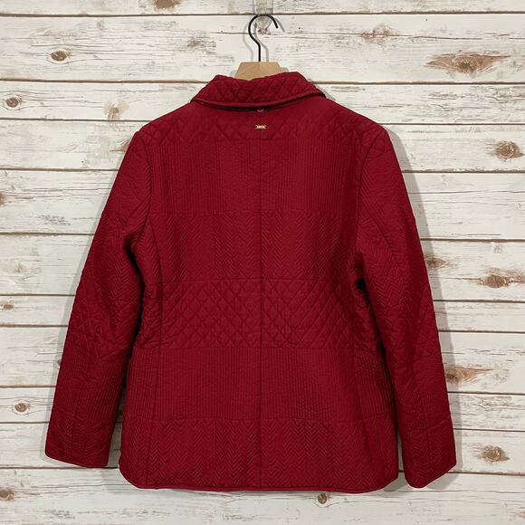 St. John Quilted Zip Front Jacket - Red - Large - Picture 2 of 13